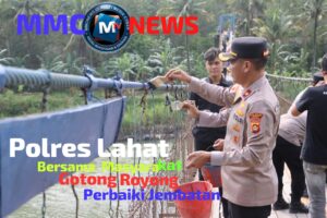 BERSAMA MASYARAKAT POLRES LAHAT PERBAIKI JEMBATAN GANTUNG SEBAGAI AKSES VITAL WARGA
