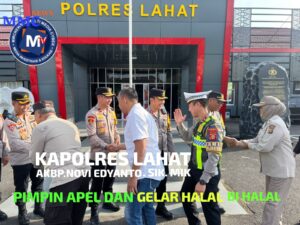 KAPOLRES LAHAT AKBP. NOVI EDYANTO. SIK. MIK PIMPIN APEL PERDANA DAN GIAT HALAL BI HALAL